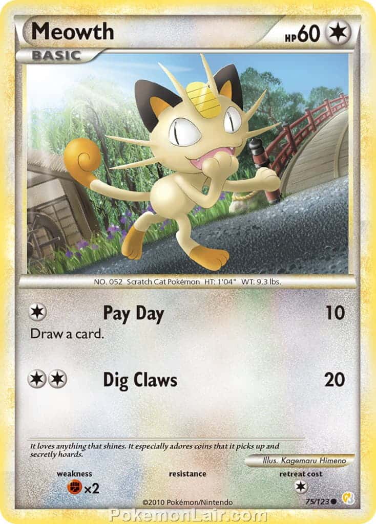 2010 Pokemon Trading Card Game HeartGold SoulSilver Base Set – 75 Meowth