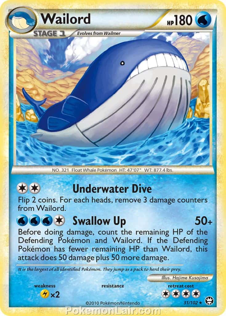 2010 Pokemon Trading Card Game HeartGold SoulSilver Triumphant Set – 31 Wailord