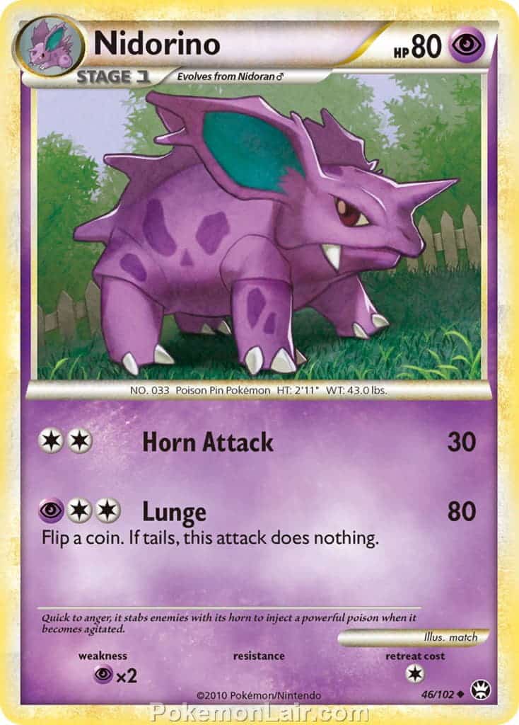 2010 Pokemon Trading Card Game HeartGold SoulSilver Triumphant Set – 46 Nidorino
