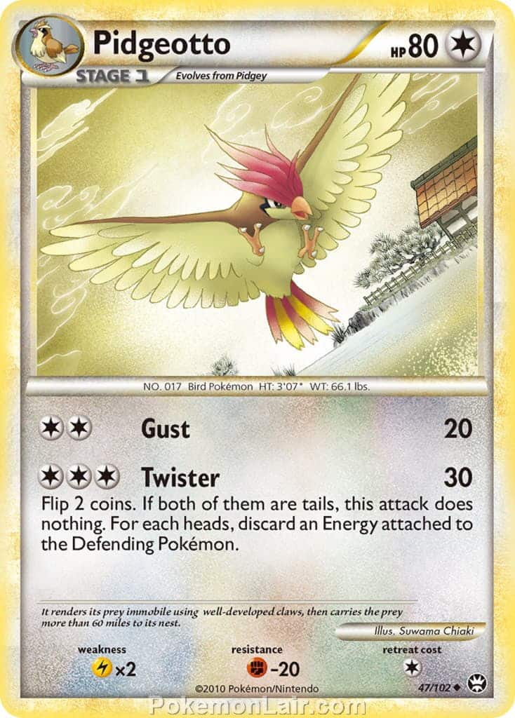 2010 Pokemon Trading Card Game HeartGold SoulSilver Triumphant Set – 47 Pidgeotto