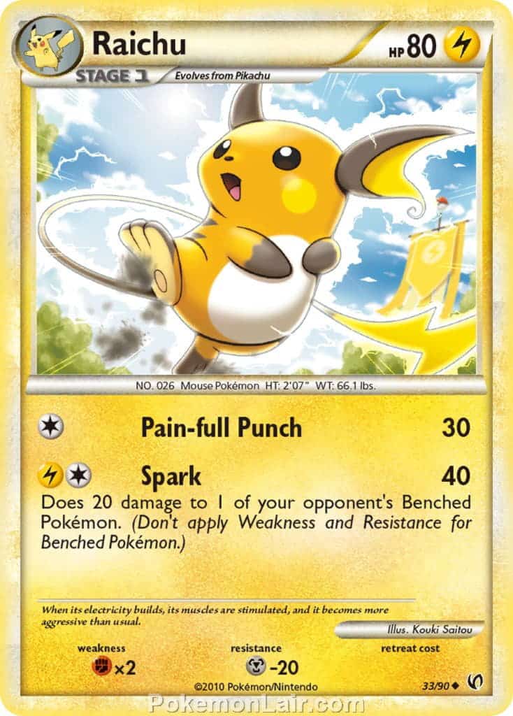 2010 Pokemon Trading Card Game HeartGold SoulSilver Undaunted Price List – 33 Raichu