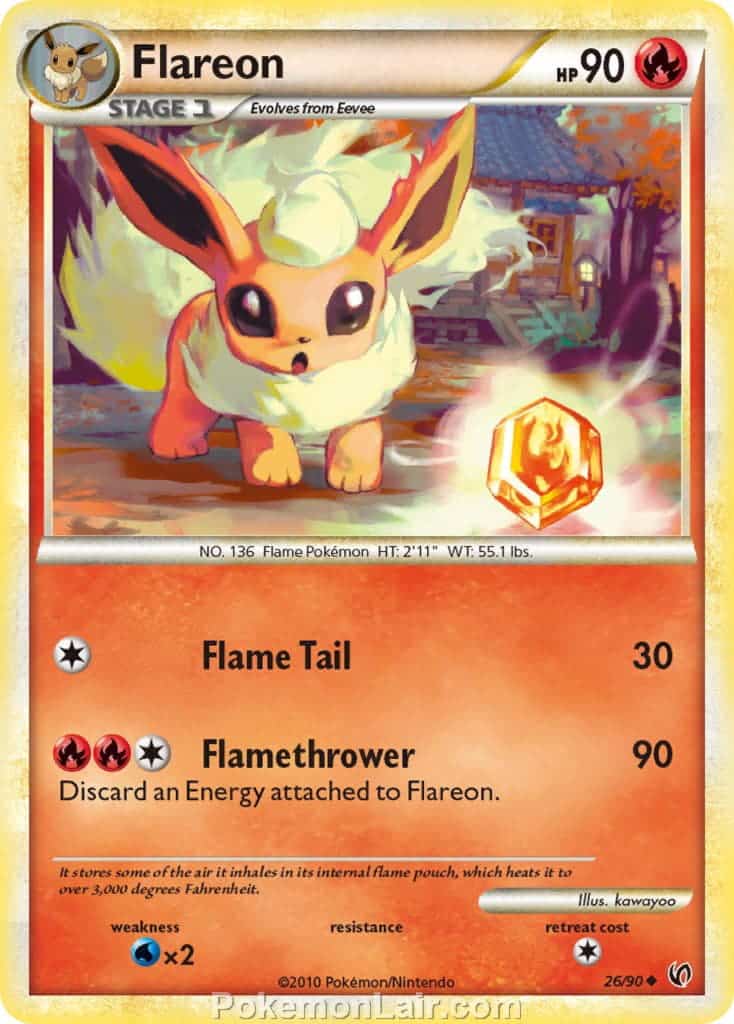 2010 Pokemon Trading Card Game HeartGold SoulSilver Undaunted Set – 26 Flareon
