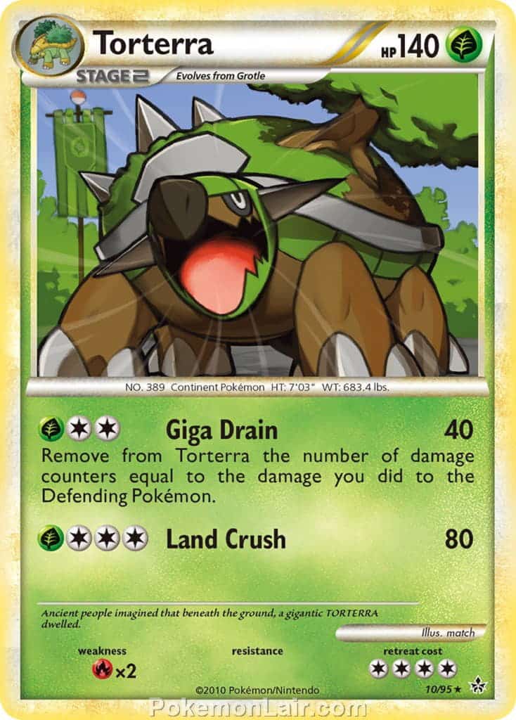2010 Pokemon Trading Card Game HeartGold SoulSilver Unleashed Set – 10 Torterra