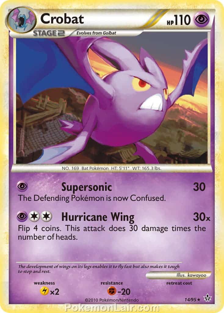 2010 Pokemon Trading Card Game HeartGold SoulSilver Unleashed Set – 14 Crobat