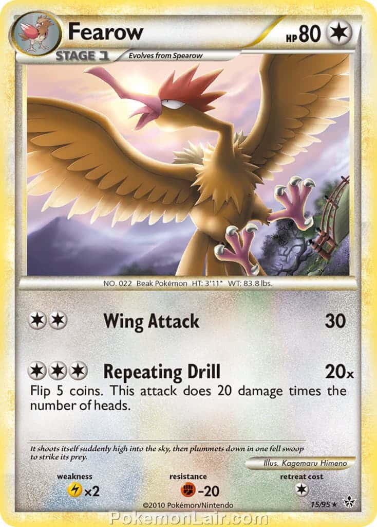 2010 Pokemon Trading Card Game HeartGold SoulSilver Unleashed Set – 15 Fearow