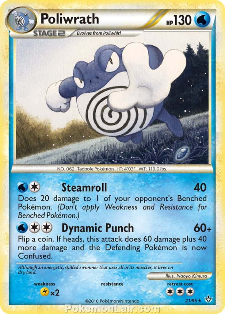 2010 Pokemon Trading Card Game HeartGold SoulSilver Unleashed Set – 21 Poliwrath