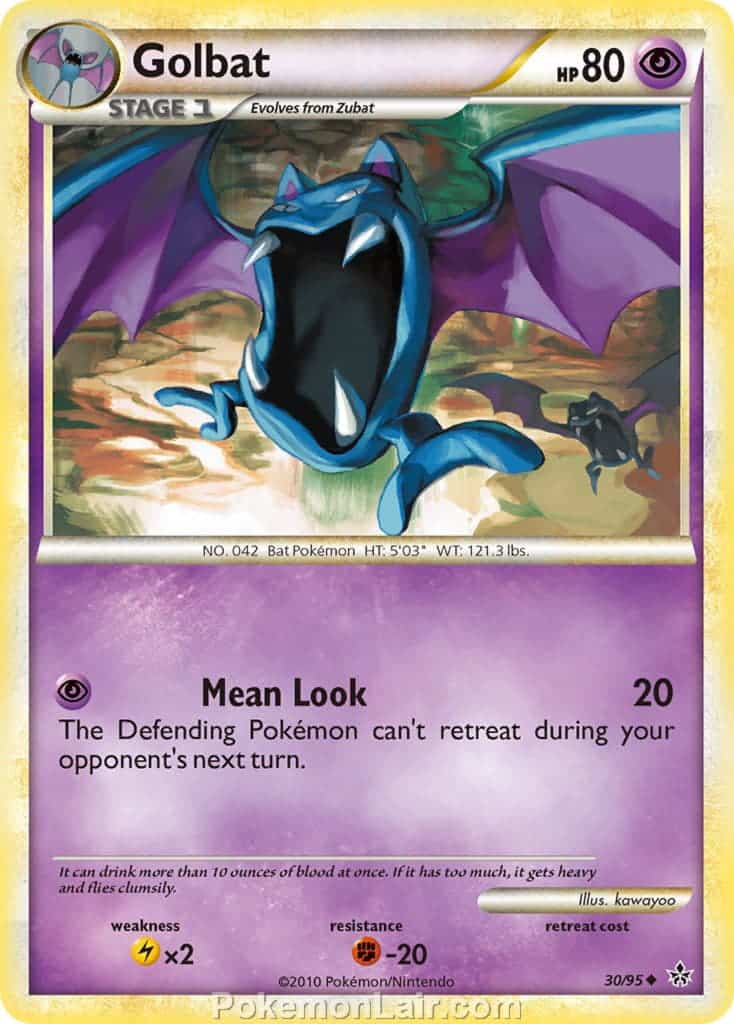 2010 Pokemon Trading Card Game HeartGold SoulSilver Unleashed Set – 30 Golbat