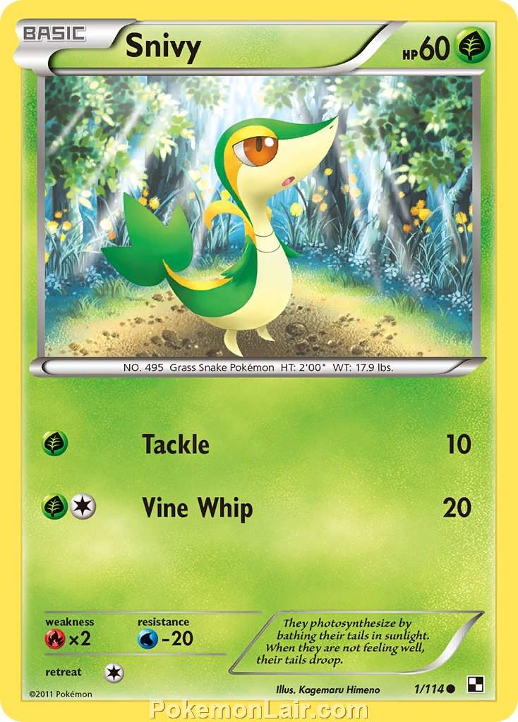 2011 Pokemon Trading Card Game Black and White Price List –1 Snivy