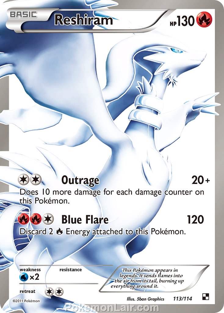 2011 Pokemon Trading Card Game Black and White Price List –113 Reshiram