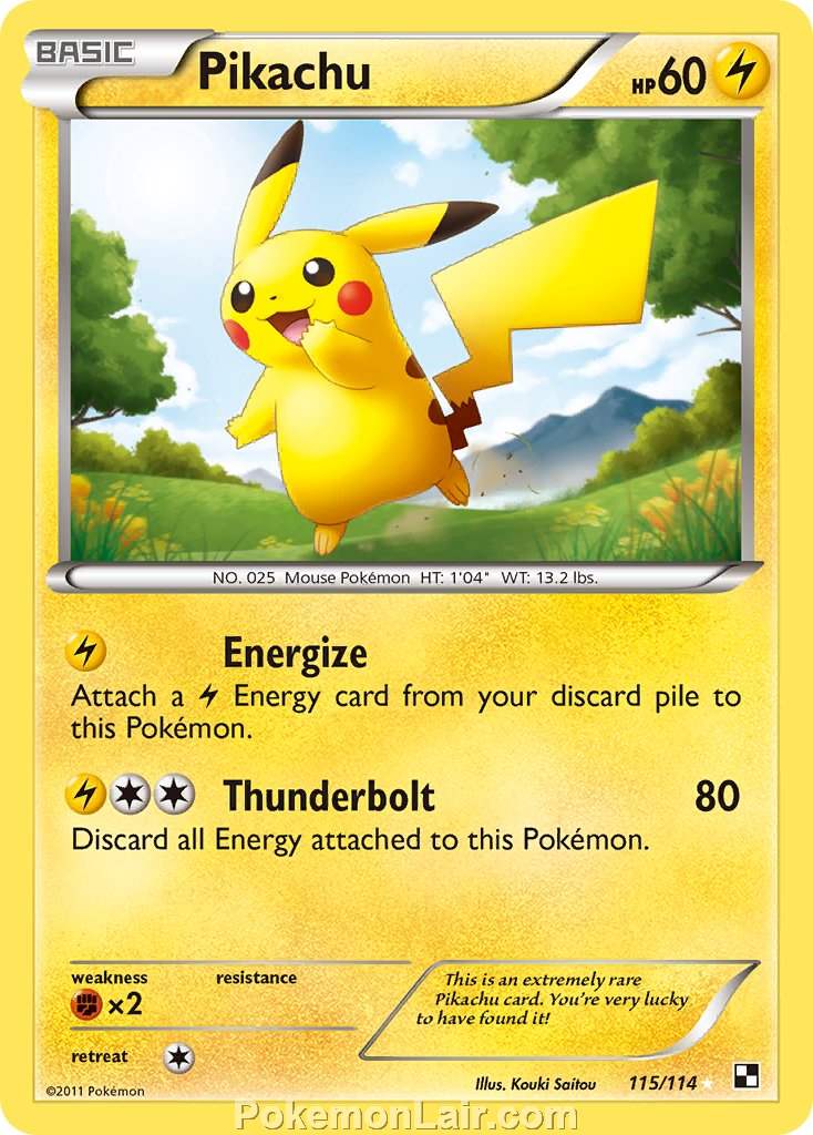 2011 Pokemon Trading Card Game Black and White Price List –115 Pikachu