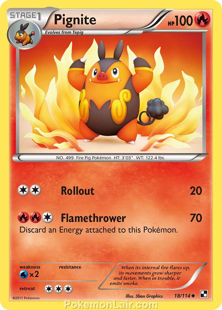 2011 Pokemon Trading Card Game Black and White Price List –18 Pignite