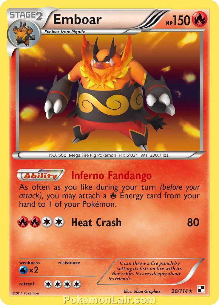 2011 Pokemon Trading Card Game Black and White Price List –20 emboar