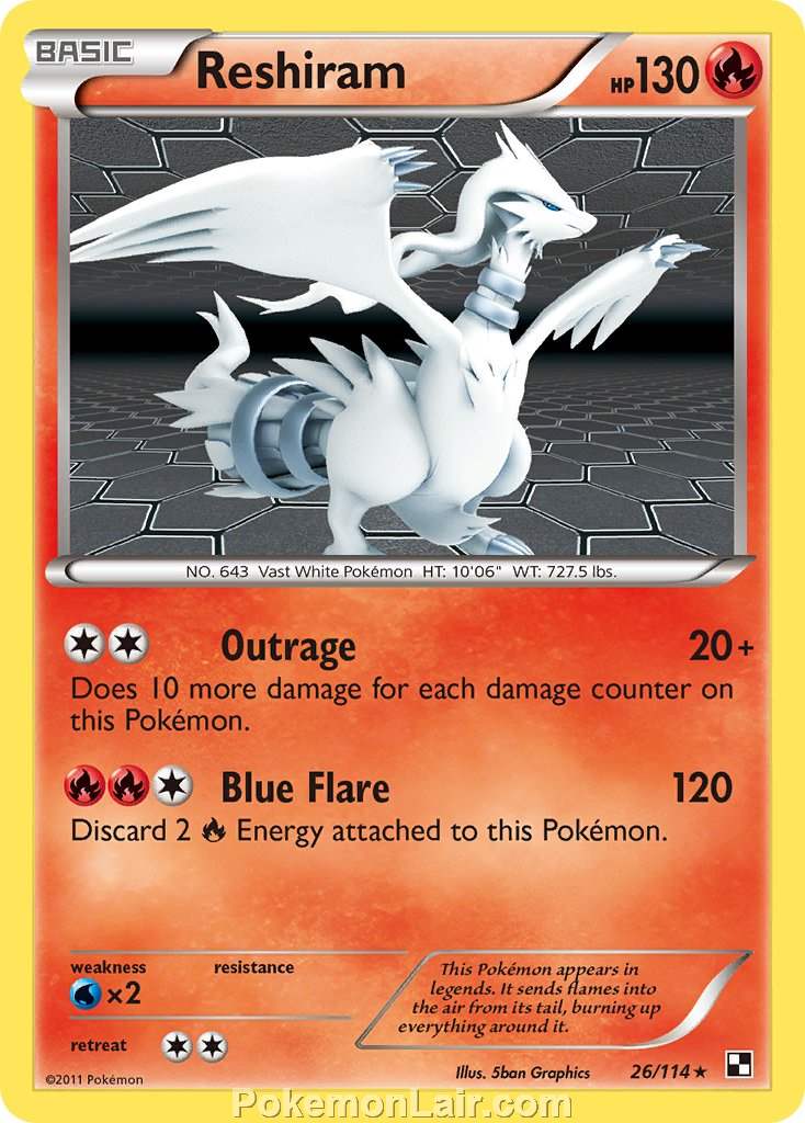 2011 Pokemon Trading Card Game Black and White Price List –26 Reshiram