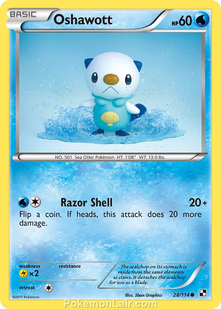 2011 Pokemon Trading Card Game Black and White Price List –28 Oshawott