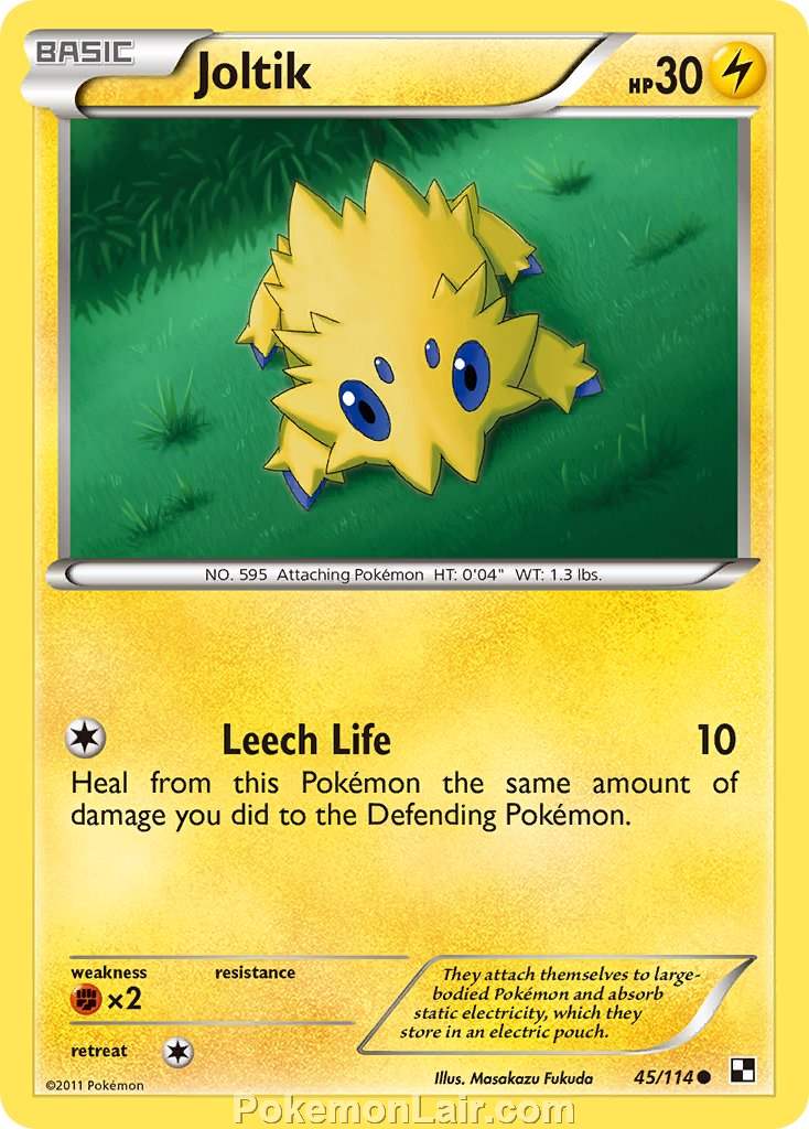 2011 Pokemon Trading Card Game Black and White Price List –45 Joltik