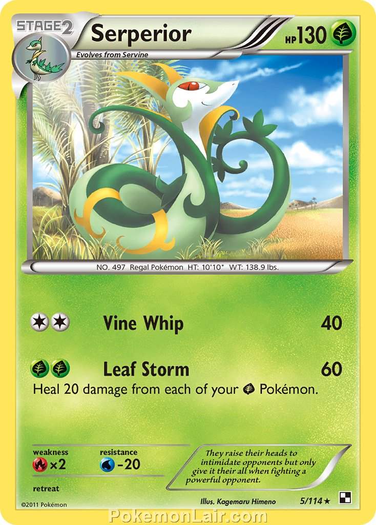 2011 Pokemon Trading Card Game Black and White Price List –5 Serperior
