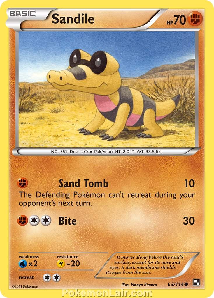 2011 Pokemon Trading Card Game Black and White Price List –63 Sandile