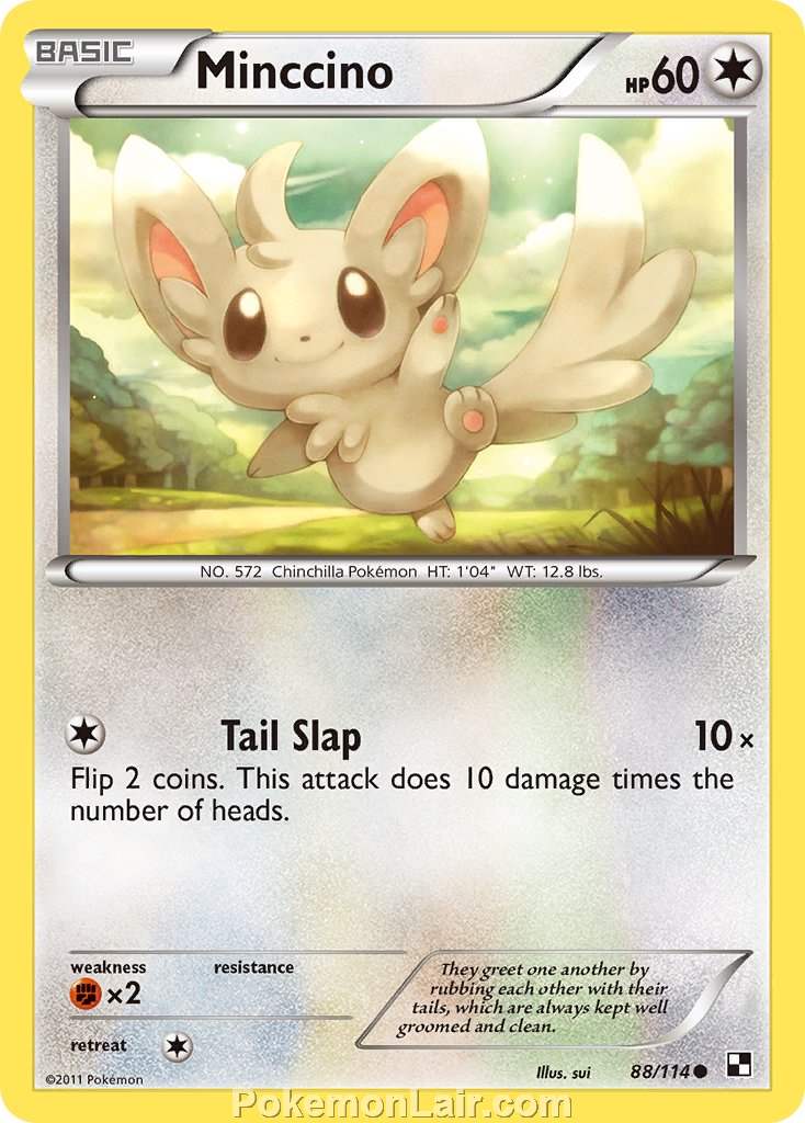 2011 Pokemon Trading Card Game Black and White Price List –88 Minccino