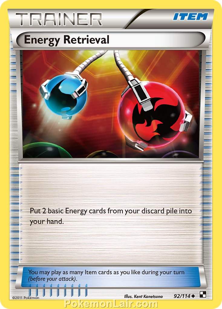 2011 Pokemon Trading Card Game Black and White Price List –92 Energy Retrieval