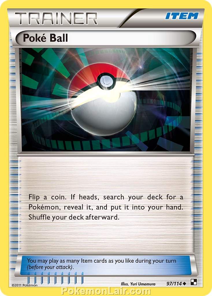 2011 Pokemon Trading Card Game Black and White Price List –97 Poke Ball