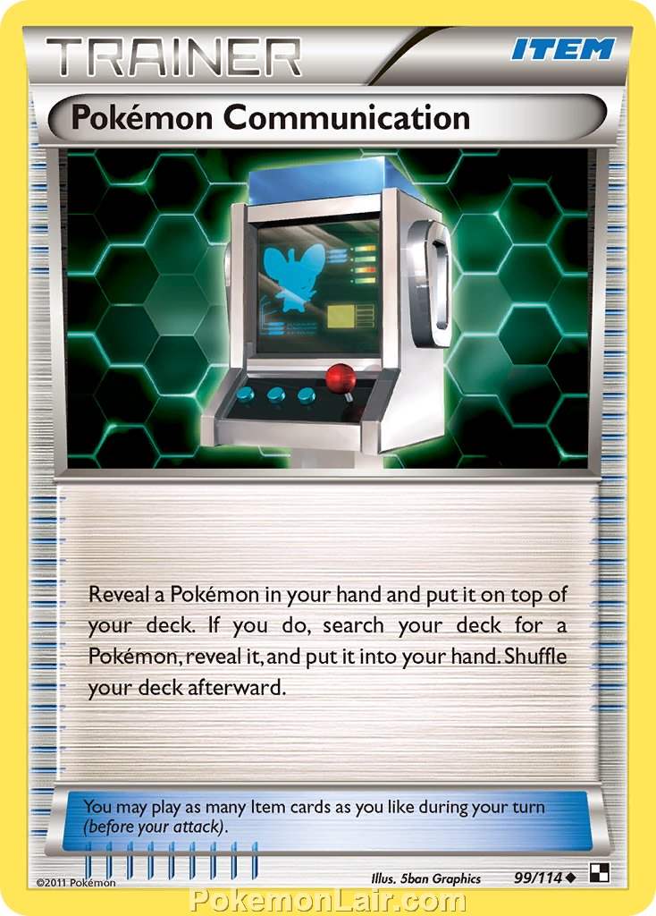 2011 Pokemon Trading Card Game Black and White Price List –99 Pokemon Communication