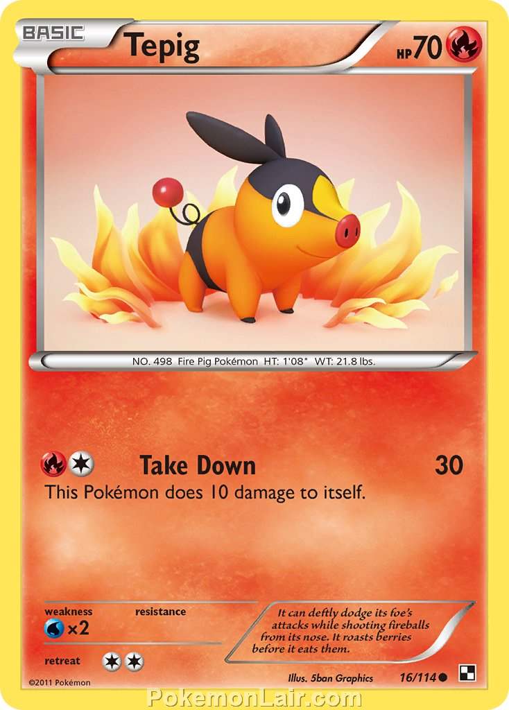 2011 Pokemon Trading Card Game Black and White Set –16 Tepig