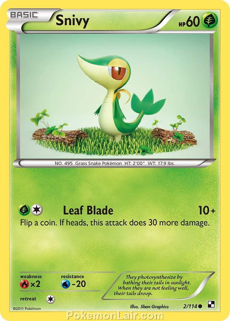 2011 Pokemon Trading Card Game Black and White Set –2 Snivy