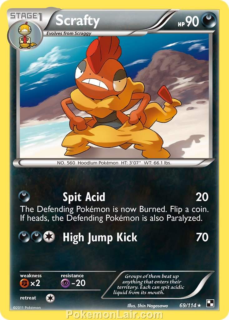 2011 Pokemon Trading Card Game Black and White Set –69 Scrafty