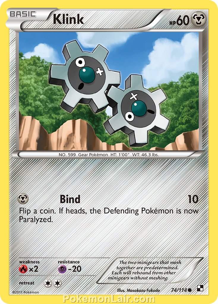 2011 Pokemon Trading Card Game Black and White Set –74 Klink