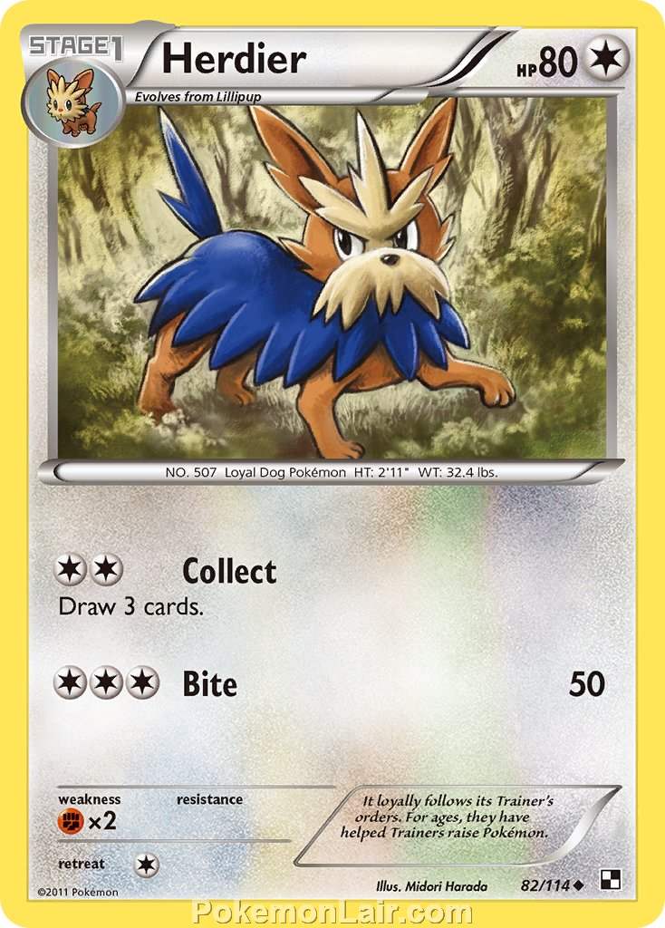 2011 Pokemon Trading Card Game Black and White Set –82 Herdier