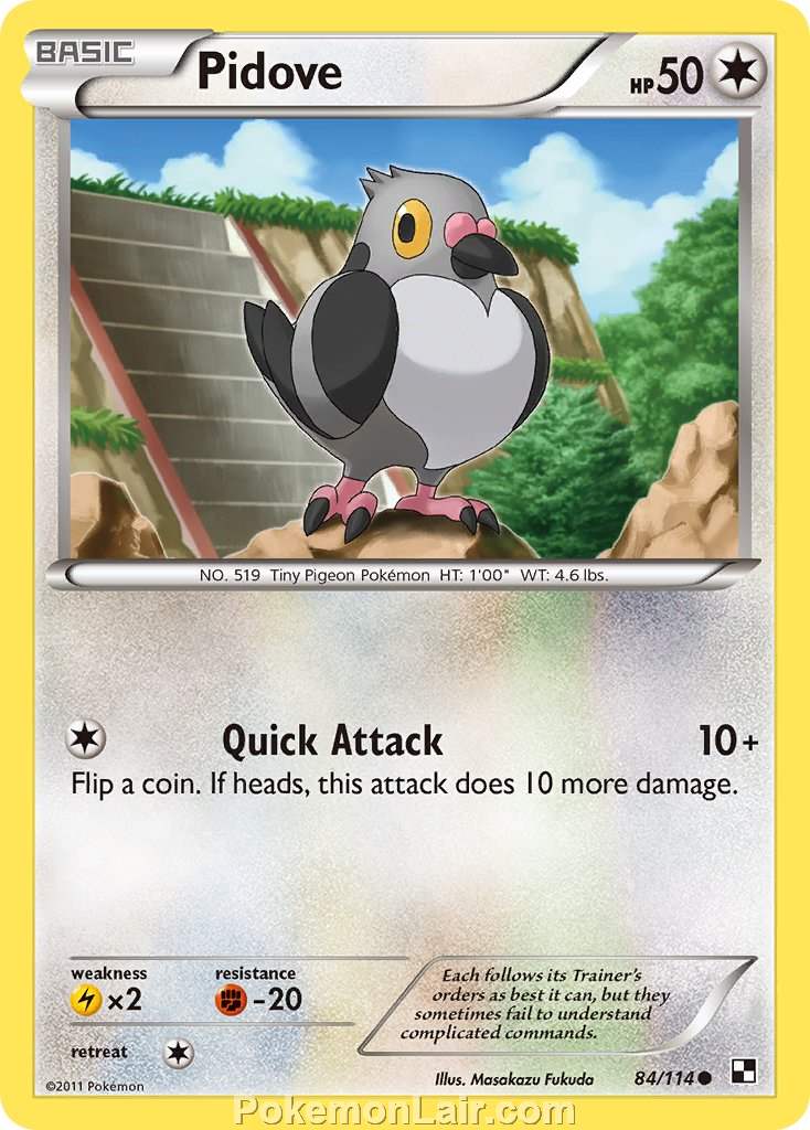 2011 Pokemon Trading Card Game Black and White Set –84 Pidove