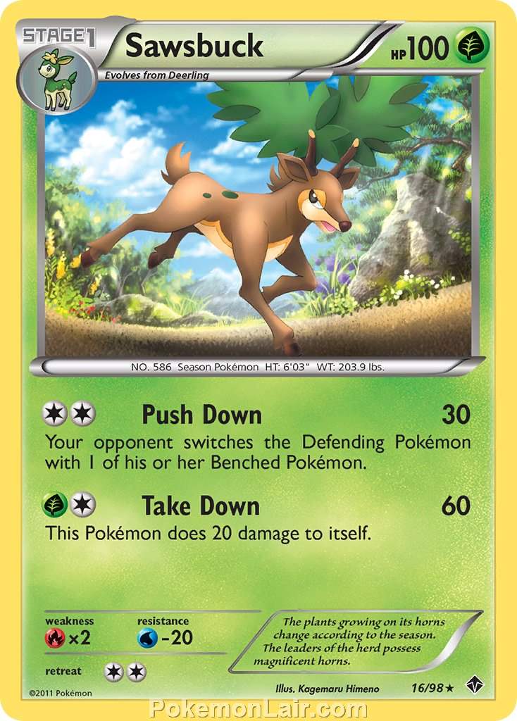 2011 Pokemon Trading Card Game Emerging Powers Price List – 16 Sawsbuck