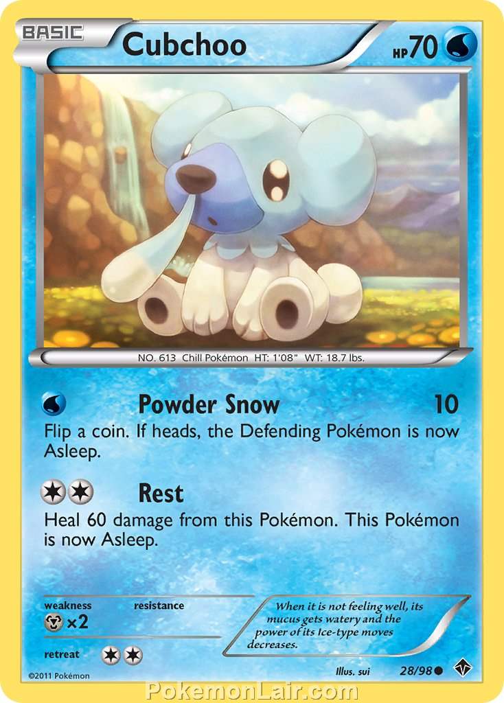2011 Pokemon Trading Card Game Emerging Powers Price List – 28 Cubchoo
