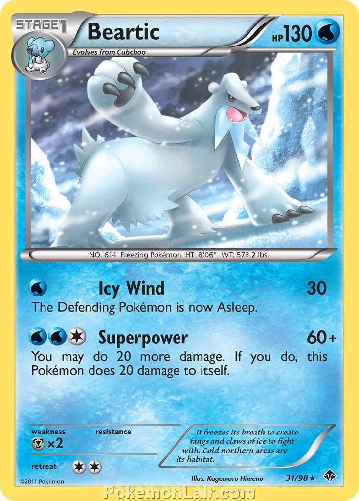 2011 Pokemon Trading Card Game Emerging Powers Price List – 31 Beartic