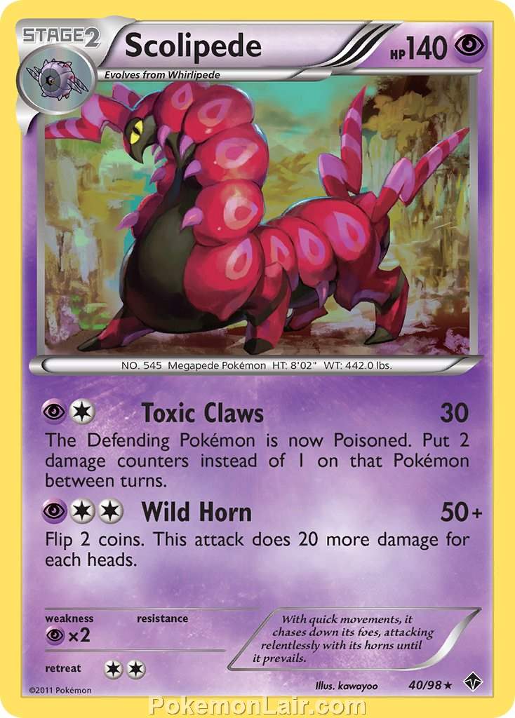 2011 Pokemon Trading Card Game Emerging Powers Price List – 40 Scolipede