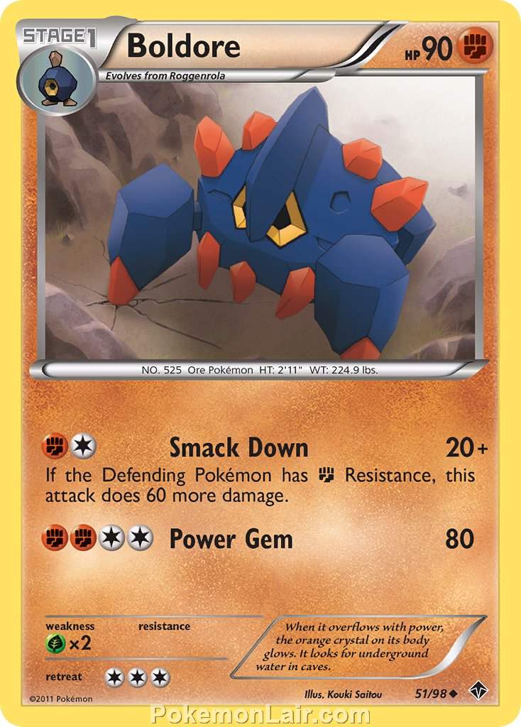 2011 Pokemon Trading Card Game Emerging Powers Price List – 51 Boldore