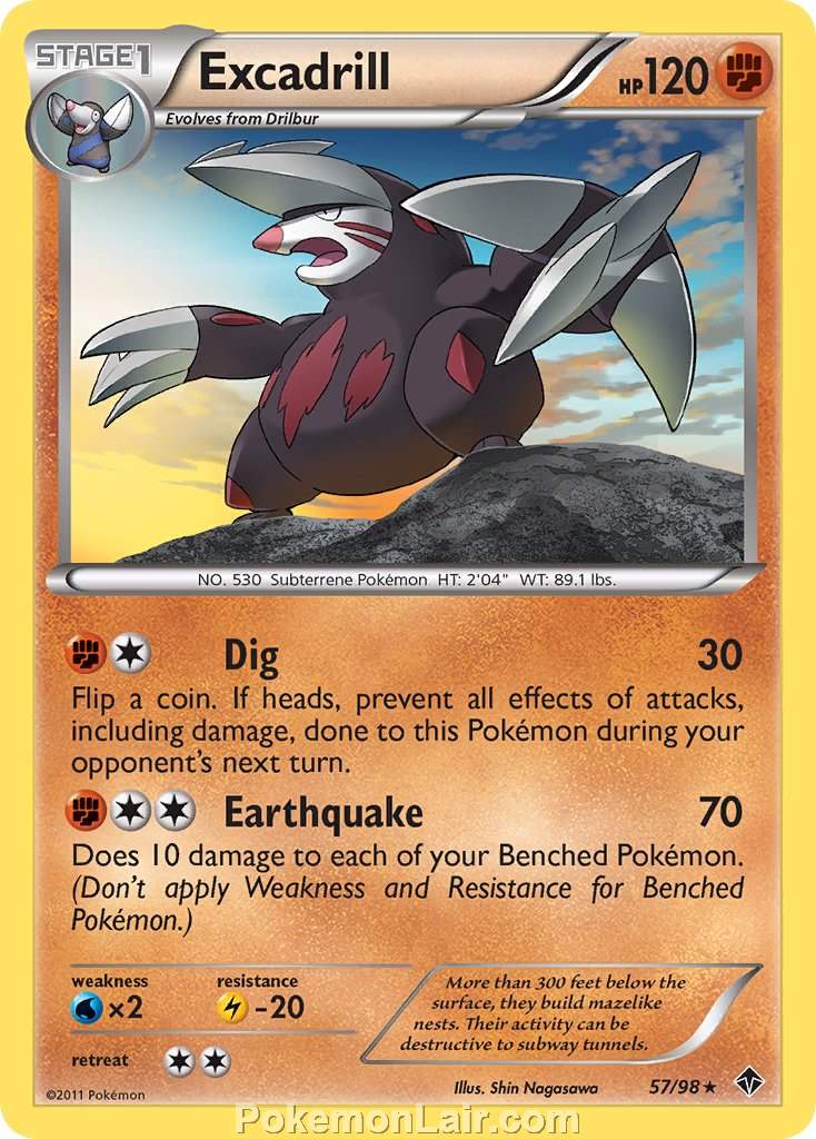 2011 Pokemon Trading Card Game Emerging Powers Price List – 57 Excadrill