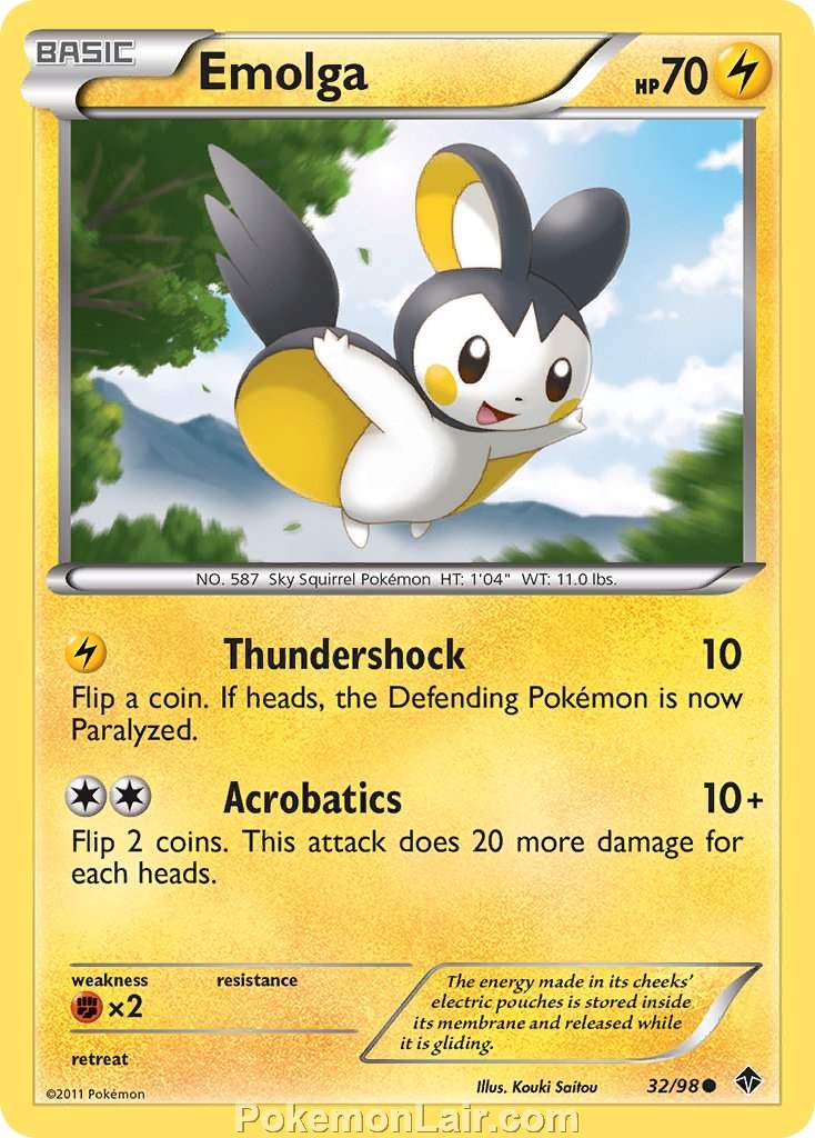 2011 Pokemon Trading Card Game Emerging Powers Set – 32 Emolga