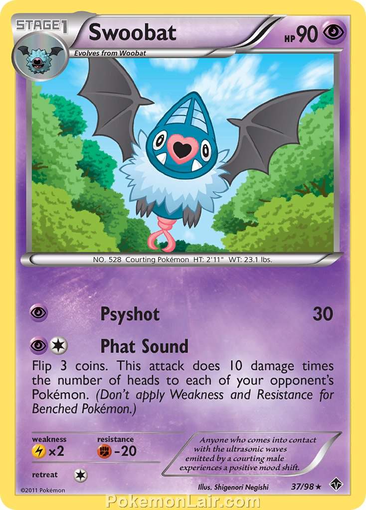 2011 Pokemon Trading Card Game Emerging Powers Set – 37 Swoobat