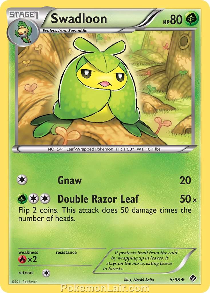 2011 Pokemon Trading Card Game Emerging Powers Set – 5 Swadloon