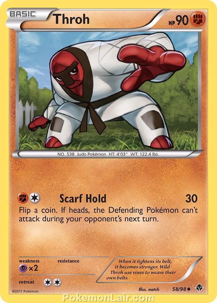 2011 Pokemon Trading Card Game Emerging Powers Set – 58 Throh