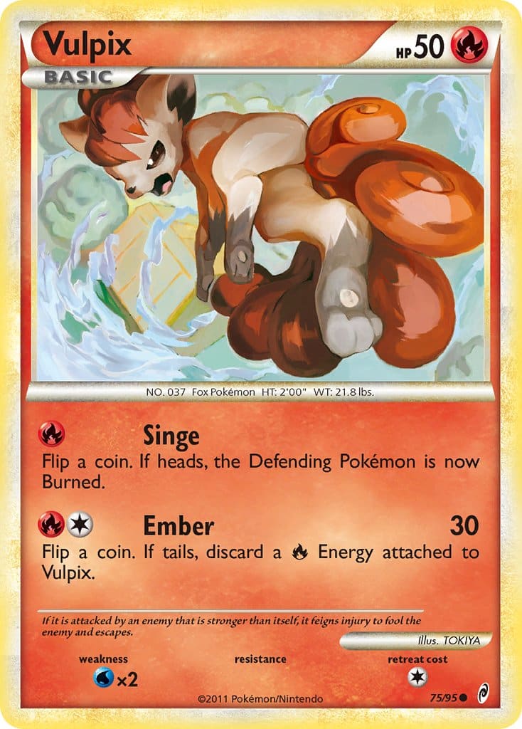 2011 Pokemon Trading Card Game HeartGold SoulSilver Call Of Legends Set – 75 Vulpix