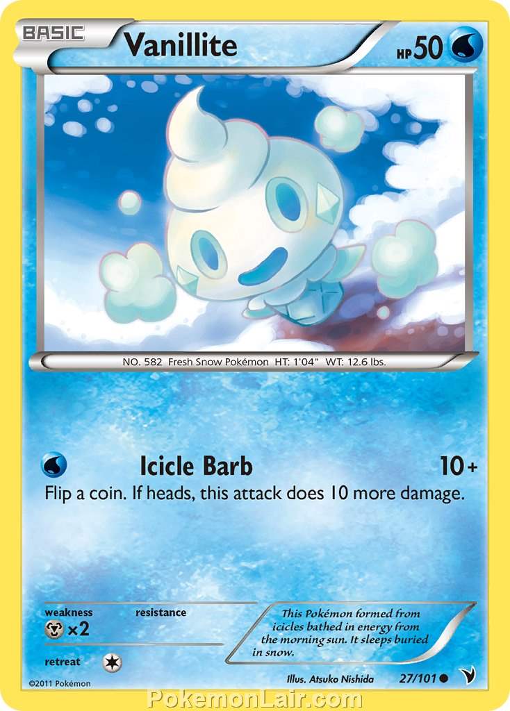 2011 Pokemon Trading Card Game Noble Victories Price List – 27 Vanillite