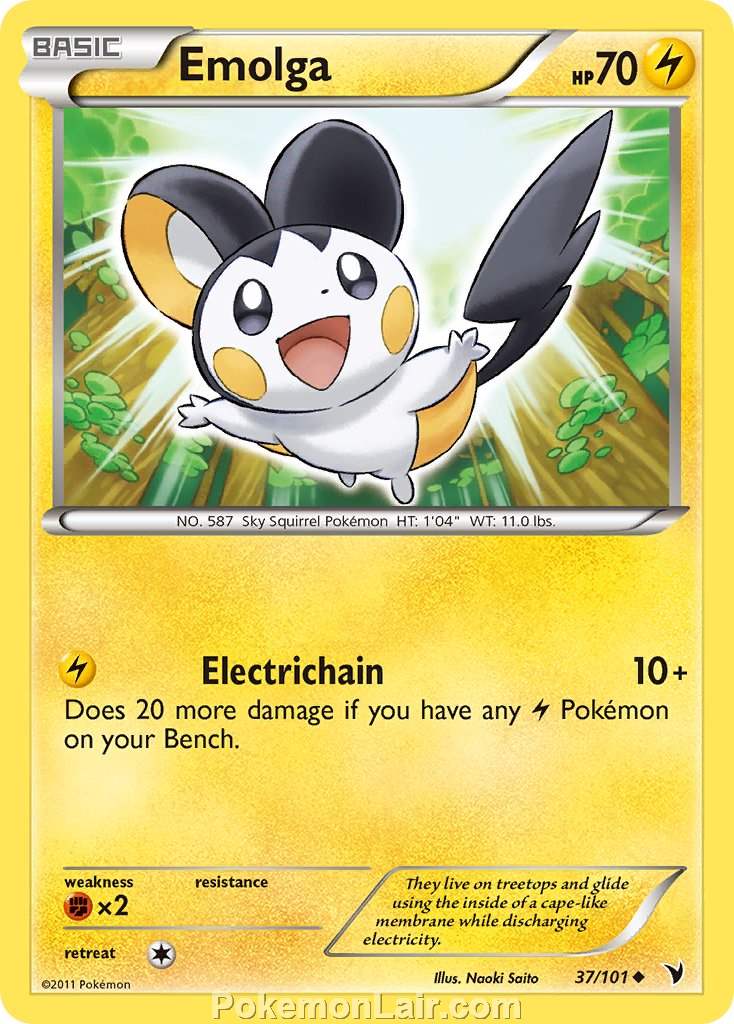 2011 Pokemon Trading Card Game Noble Victories Price List – 37 Emolga