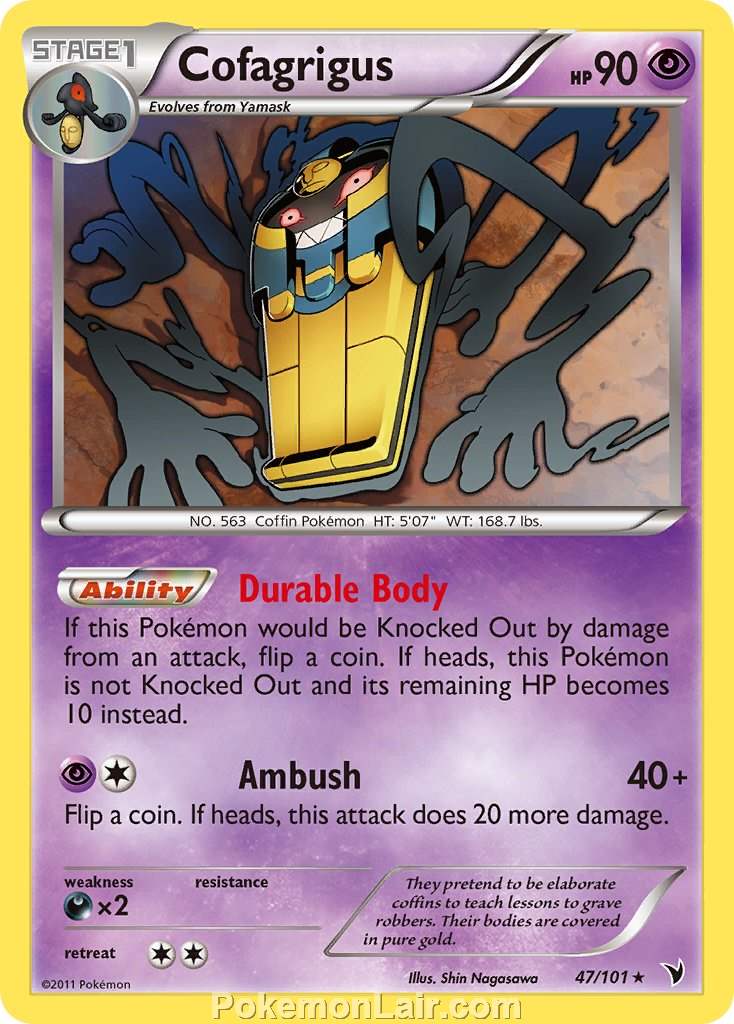 2011 Pokemon Trading Card Game Noble Victories Price List – 47 Cofagrigus