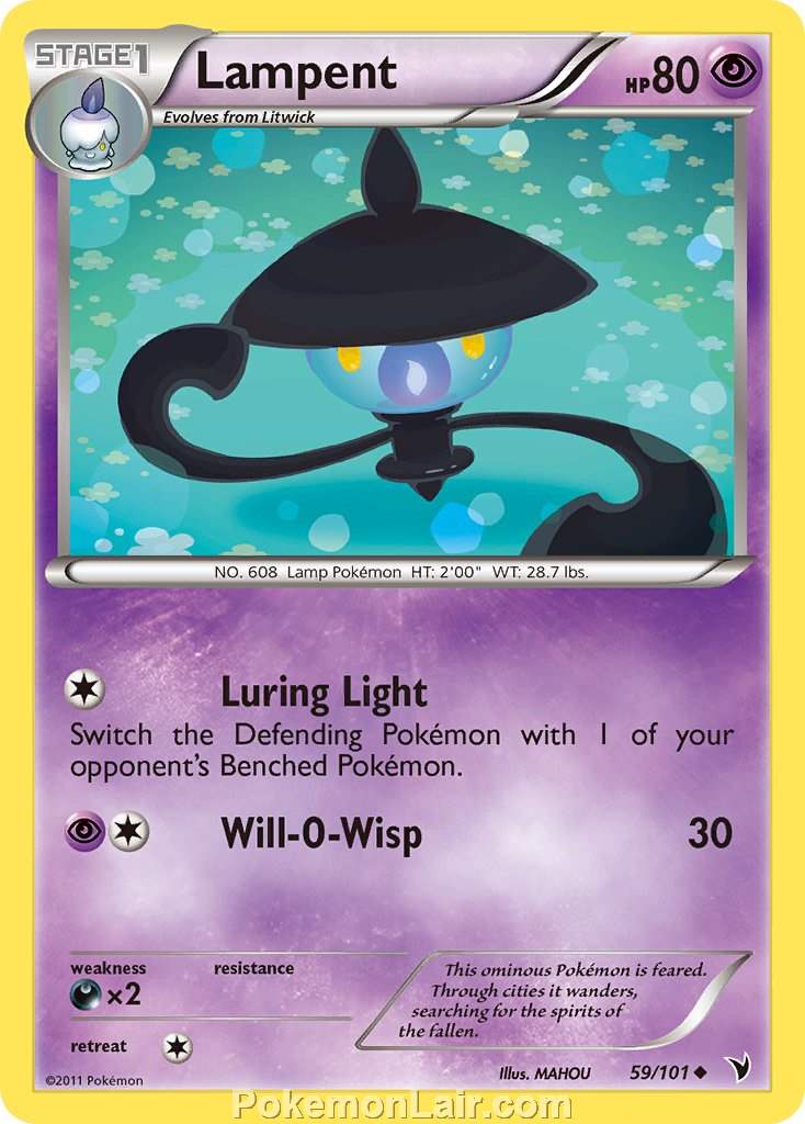 2011 Pokemon Trading Card Game Noble Victories Price List – 59 Lampent