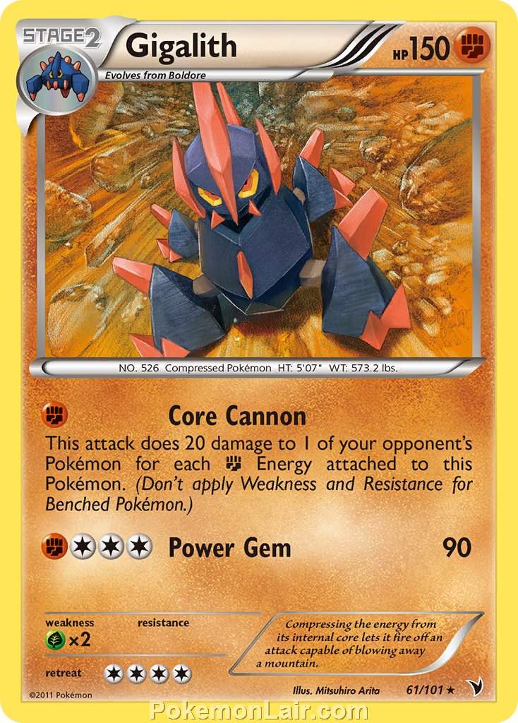 2011 Pokemon Trading Card Game Noble Victories Price List – 61 Gigalith