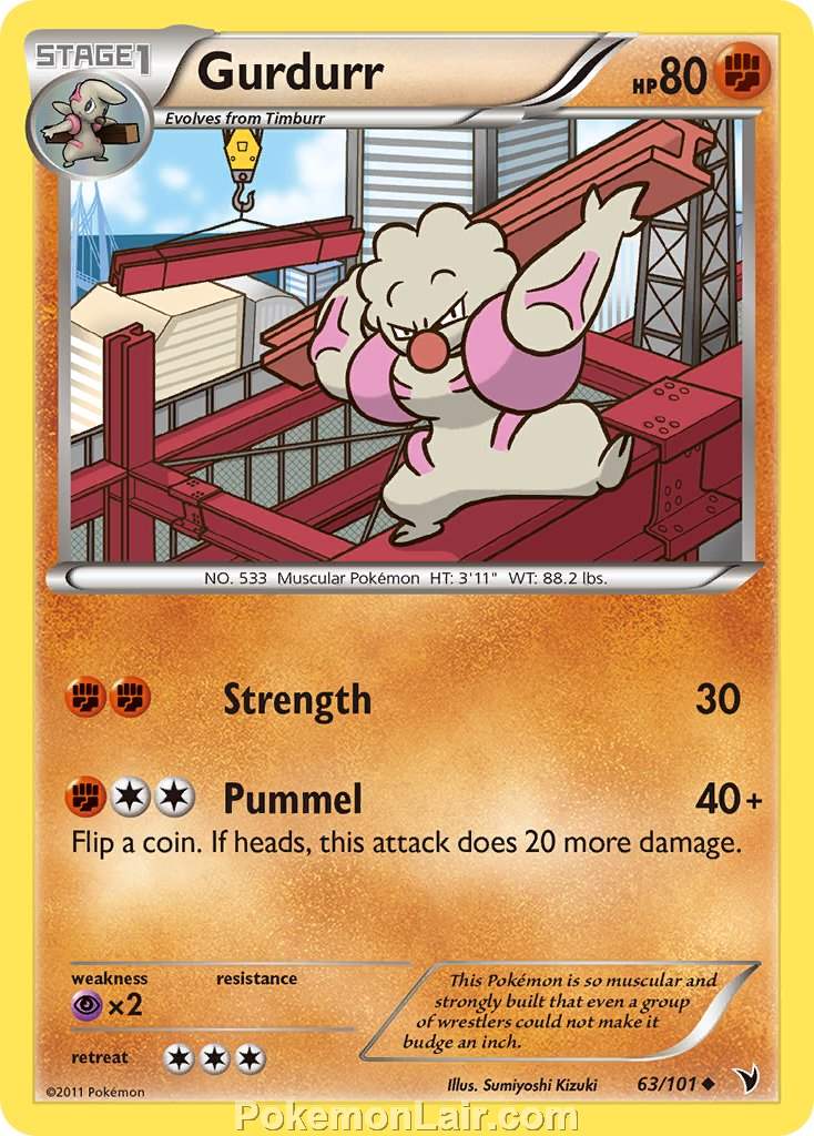 2011 Pokemon Trading Card Game Noble Victories Set – 63 Gurdurr