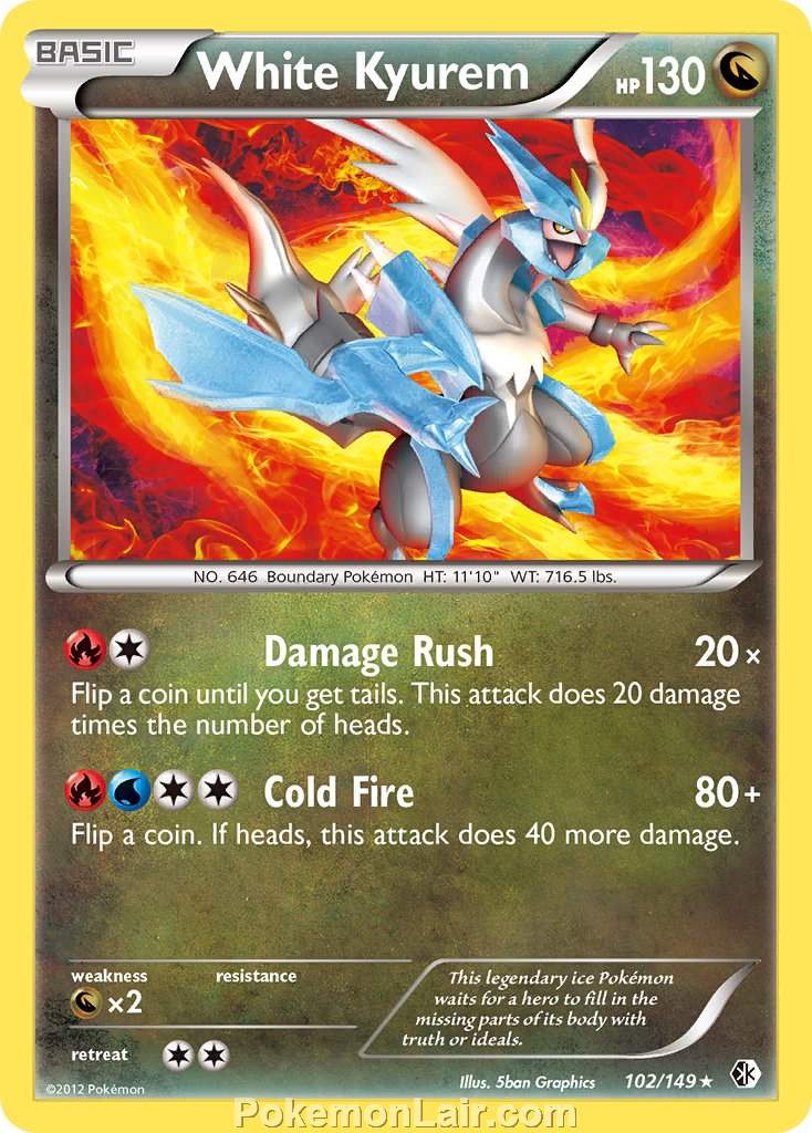 2012 Pokemon Trading Card Game Boundaries Crossed Price List – 102 White Kyurem