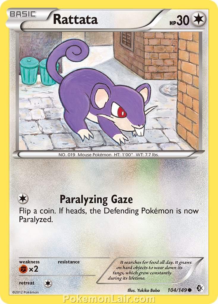 2012 Pokemon Trading Card Game Boundaries Crossed Price List – 104 Rattata